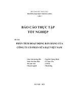 báo cáo thực tập tốt nghiệp đề tài phân tích hoạt động bán hàng của công ty cổ phần sữahạt việt nam