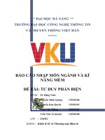 báo cáo nhập môn ngành và kĩ năng mềm đề tài tư duy phản biện