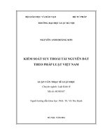 Luận văn thạc sĩ luật học: Kiểm soát suy thoái tài nguyên đất theo pháp luật Việt Nam