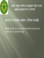 Tiểu luận - QUẢN LÝ KHOA HỌC- CÔNG NGHỆ -  đề tài - Liên kết chăn nuôi lợn theo hình thức tổ hợp tác tại huyện Tân Yên, tỉnh Bắc Giang