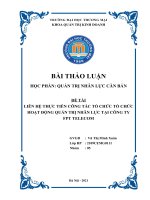 Thảo luận quản trị nhân lực căn bản: LIÊN HỆ THỰC TIỄN CÔNG TÁC TỔ CHỨC TỔ CHỨC HOẠT ĐỘNG QUẢN TRỊ NH N LỰC TẠI CÔNG TY FPT TELECOM