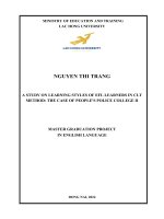 a study on learning styles of efl learners in clt method the case of peoples police college ii