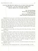 CÁC GIÁ TRỊ TRUYỀN THỐNG CỦA CƯ DÂN VÙNG ĐẦM PHÁ TAM GIANG - CẦU HAI, TỈNH THỪA THIÊN HUẾ TRONG THÍCH ỨNG VỚI MÔI TRƯỜNG