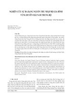 NGHIÊN CỨU SỰ ĐA DẠNG NGUỒN THU NHẬP HỘ GIA ĐÌNH VÙNG DUYÊN HẢI NAM TRUNG BỘ
