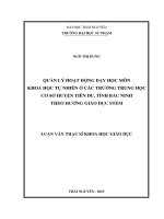 quản lý hoạt động dạy học môn khoa học môn khoa học tự nhiên ở các trường trung học cơ sở huyện tiên du tỉnh bắc ninh theo hướng giáo dục stem