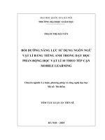 Tóm Tắt: Bồi dưỡng năng lực sử dụng ngôn ngữ Vật lí bằng tiếng Anh trong dạy học phần Động học - Vật lí 10 theo tiếp cận Mobile Learning