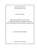 kiến thức thái độ và sự sẵn sáng chi trả cho tiêm vắc xin phòng covid 19 tại xã thạch sơn huyện thạch hà tỉnh hà tĩnh