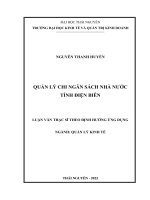 quản lý chi ngân sách nhà nước tỉnh điện biên