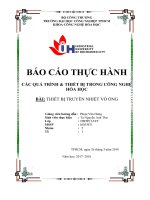 BÁO CÁO THỰC HÀNH CÁC QUÁ TRÌNH & THIẾT BỊ TRONG CÔNG NGHỆ HÓA HỌC BÀI THIẾT BỊ TRUYỀN NHIỆT VỎ ỐNG