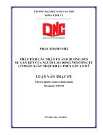 PHÂN TÍCH CÁC NHÂN TỐ ẢNH HƯỞNG ĐẾN SỰ GẮN KẾT CỦA NGƯỜI LAO ĐỘNG VỚI CÔNG TY CỔ PHẦN XUẤT NHẬP KHẨU THỦY SẢN AN MỸ