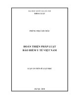 Luận án tiến sĩ luật học: Hoàn thiện pháp luật Bảo hiểm y tế Việt Nam