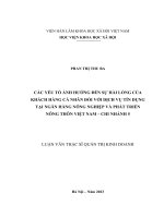 các yếu tố ảnh hưởng đến sự hài lòng của khách hàng cá nhân đối với dịch vụ tín dụng tại ngân hàng nông nghiệp và phát triển nông thôn việt nam chi nhánh 5