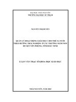 quản lý hoạt động giáo dục cho trẻ 5 6 tuổi theo hướng trải nghiệm ở các trường mầm non huyện yên phong tỉnh bắc ninh
