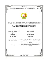 BÁO CÁO THỰC TẬP NGHỀ NGHIỆP TẠI DOANH NGHỆP DƯỢC Công ty Cổ phần Dược phẩm Công nghệ cao Abipha Địa chỉ  Lô CN-2 khu CN Phú Nghĩa, Chương Mỹ, Hà Nội