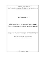 nâng cao chất lượng đội ngũ cán bộ hậu tại quân khi i bộ quốc phòng