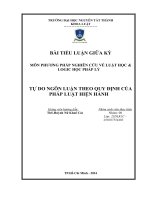 môn phương pháp nghiên cứu về luật học logic học pháp lý tự do ngôn luận theo quy định của pháp luật hiện hành