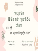 nhập môn ngành sư phạm chủ đề kế hoạch trải nghiệm ở thpt