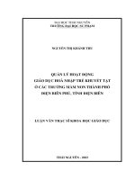 quản lý hoạt động giáo dục hoà nhập trẻ khuyết tật ở các trường mầm non thành phố điện biên phủ tỉnh điện biên