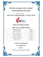 BÁO CÁO THỰC HÀNH Môn VẬT LÍ THỰC PHẨM