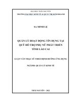 quản lý hoạt động tín dụng tại quỹ hỗ trợ phụ nữ phát triển tỉnh lào cai