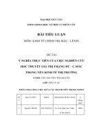 ý nghĩa thực tiễn của việc nghiên cứu học thuyết giá trị thặng dư c mác trong nền kinh tế thị trường