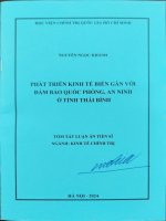 Tóm tắt: Phát triển kinh tế biển gắn với đảm bảo quốc phòng, an ninh ở tỉnh Thái Bình