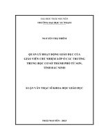 quản lý hoạt động giáo dục của giáo viên chủ nhiệm lớp ở các trường trung học cơ sở thành phố từ sơn tỉnh bắc ninh