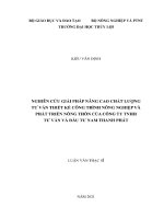 Luận văn thạc sĩ kỹ thuật chuyên ngành Quản lý xây dựng: Nghiên cứu giải pháp nâng cao chất lượng tư vấn thiết kế công trình nông nghiệp và phát triển nông thôn của Công ty TNHH tư vấn và đầu tư Nam Thanh Phát