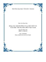 sự ảnh hưởng của chữ viết và văn học trung hoa đến việt nam