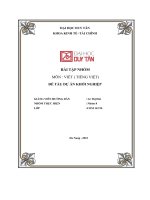 bài tập nhóm đề tài dự án khởi nghiệp