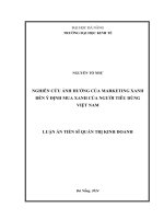 Nghiên cứu ảnh hưởng của marketing xanh đến ý định mua xanh của người tiêu dùng Việt Nam