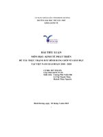 tiểu luận môn học kinh tế phát triển đề tài thực trạng bất bình đẳng giới về giáo dục tại việt nam giai đoạn 2010 2020