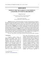 RESEARCH THEME IN THE VIETNAMESE CLAUSE SIMPLEX: A SYSTEMIC FUNCTIONAL DESCRIPTION