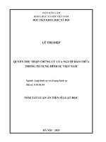 Tóm tắt: Quyền thu thập chứng cứ của người bào chữa trong tố tụng hình sự Việt Nam