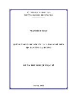 Đề Án Tốt Nghiệp Thạc Sĩ Quản Lý Kinh Tế Quản Lý Nhà Nước Đối Với Các Làng Nghề Trên Địa Bàn Tỉnh Hải Dương