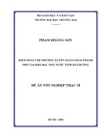 Đề Án Tốt Nghiệp Thạc Sĩ Quản Lý Kinh Tế Kiểm Soát Chi Thường Xuyên Ngân Sách Thành Phố Tại Kho Bạc Nhà Nước Tỉnh Hải Dương
