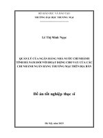 Đề Án Tốt Nghiệp Thạc Sĩ Quản Lý Kinh Tế Quản Lý Của Ngân Hàng Nhà Nước Chi Nhánh Tỉnh Hà Nam Đối Với Hoạt Động Cho Vay Của Các Chi Nhánh Ngân Hàng Thương Mại Trên Địa Bàn