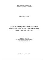 luận án tiến sĩ kinh tế nâng cao hiệu quả sản xuất mô hình tôm nước lợ ở vùng ven biển tỉnh sóc trăng