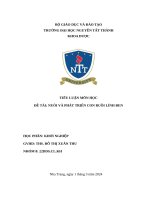 tiểu luận môn học đề tài nuôi và phát triển con ruồi lính đen