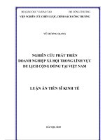 luận án tiến sĩ kinh tế nghiên cứu phát triển doanh nghiệp xã hội trong lĩnh vực du lịch cộng đồng tại việt nam