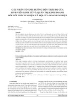 NHỮNG NHÂN TỐ ẢNH HƯỞNG ĐẾN THÁI ĐỘ CỦA SINH VIÊN KINH TẾ VÀ QUẢN TRỊ KINH DOANH ĐỐI VỚI TRÁCH NHIỆM XÃ HỘI CỦA DOANH NGHIỆP