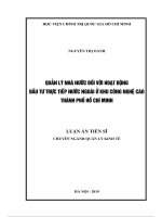 luận án tiến sĩ kinh tế quản lý nhà nước đối với hoạt động đầu tư trực tiếp nước ngoài ở khu công nghệ cao thành phố hồ chí minh