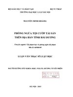 Luận văn thạc sĩ luật học: Phòng ngừa tội cướp tài sản trên địa bàn tỉnh Hải Dương