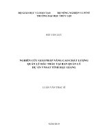 Luận văn thạc sĩ Quản lý xây dựng: Nghiên cứu giải pháp nâng cao chất lượng quản lý đấu thầu tại Ban quản lý dự án VNSAT Tỉnh Hậu Giang