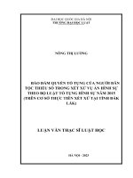 Luận văn thạc sĩ luật học: Bảo đảm quyền tố tụng của người dân tộc thiểu số trong xét xử vụ án hình sự theo Bộ luật Tố tụng Hình sự năm 2015 (trên cơ sở thực tiễn xét xử tại tỉnh Đắk Lắk)