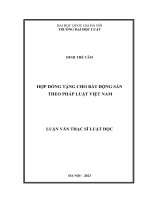 Luận văn thạc sĩ luật học: Hợp đồng tặng cho bất động sản theo pháp luật Việt Nam