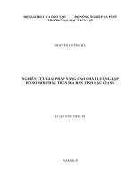 Luận văn thạc sĩ Quản lý xây dựng: Nghiên cứu giải pháp nâng cao chất lượng lập hồ sơ mời thầu trên địa bàn tỉnh Hậu Giang