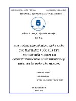 hoạt động báo giá hàng xuất khẩu cho mặt hàng nước rửa tay một số trải nghiệm tại công ty tnhh công nghệ thương mại trực tuyến toàn cầu mekong
