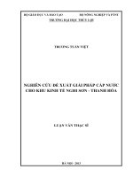 Luận văn thạc sĩ Quy hoạch và quản lý tài nguyên nước: Nghiên cứu đề xuất giải pháp cấp nước cho khu kinh tế Nghi Sơn - Thanh Hóa