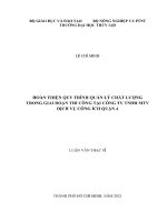 Luận văn thạc sĩ Quản Lý xây dựng: Hoàn thiện quy trình quản lý chất lượng trong giai đoạn thi công tại Công ty TNHH MTV Dịch vụ Công ích Quận 4